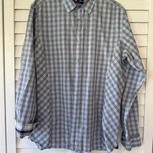 Ted Baker Gray and White Checkered Shirt